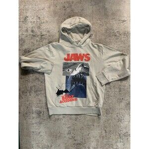 Universal Studios Jaws Hoodie Mens M Beige Pullover Sweatshirt